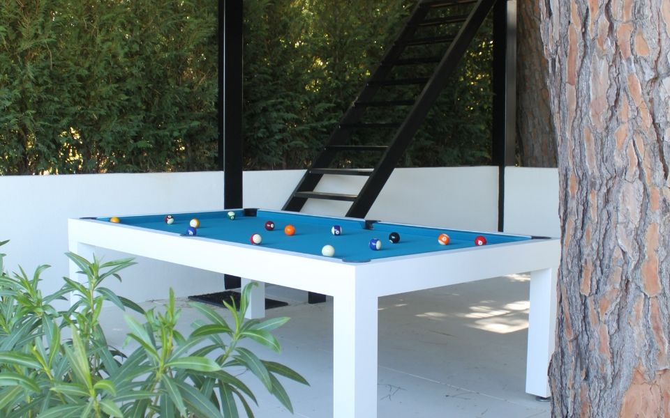 Außen Billardtisch weiß Pearl Kerrock Billards Toulet